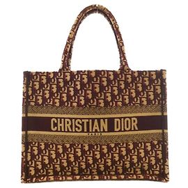 Christian Dior Oblique Book Tote Medium Handbag Brown