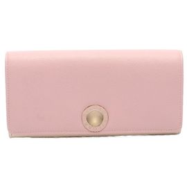 Bulgari BVLGARI fold Long Wallet, Leather, Women's, Pink/Yellow, Pink