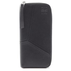 Loewe Puzzle Open Wallet, Round Long Leather, Men's, Black () Black