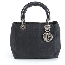 Borsa tote in pelle e nylon Cannage Lady di Christian Dior nera per donne Nero