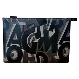 Salvatore Ferragamo clutch bag in black leather Black