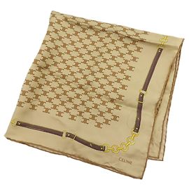 Céline Celine Macadam Silk Scarf for Women Brown