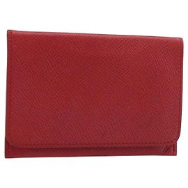 Hermès Hermes Card Case Leather Red Red