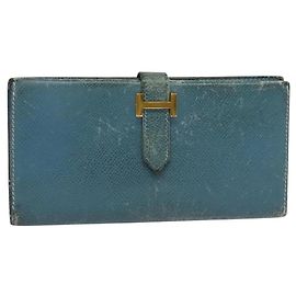 Hermès Hermes Bean Long Wallet Blue
