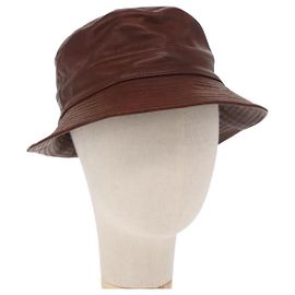 Chapéu Hermès de couro marrom Marrom