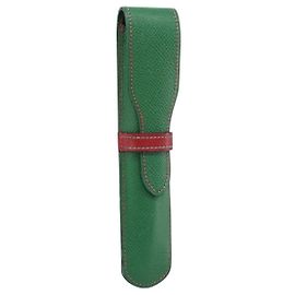Hermès 2210 Pen Case Green Leather Green