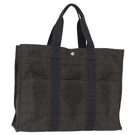 Hermès Her Line Tote Grau Baumwolle Grau