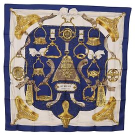 Sciarpa Hermès Carré 90 Blu