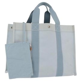 Borsa Tote Bora GM Hermès Blu in Cotone Blu