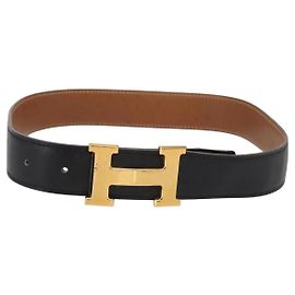 Cinturón Reversible H Constance de Cuero de Hermès Negro