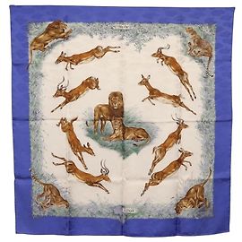 Sciarpa Hermès Carré 90 Blu