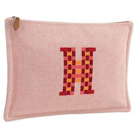 Hermès Hermes Pouch Cotton Red Silver Red