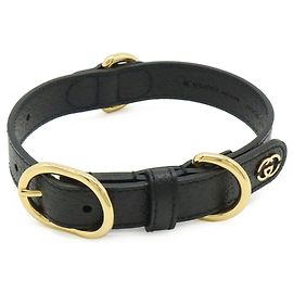 GUCCI Leather Pet Collar for Small and Medium Dogs Black