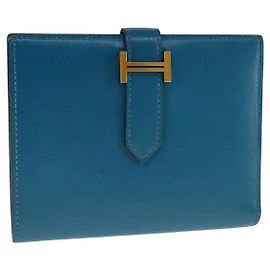 Hermès Billetera Compacta Bearn Hermes Azul