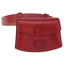 Sac banane Hermès en cuir rouge Rouge
