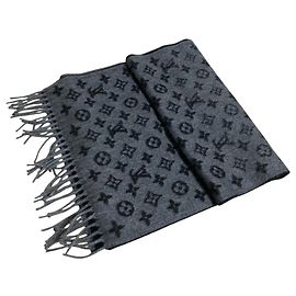 Écharpe à franges en monogramme dégradé Louis Vuitton Marron Noir