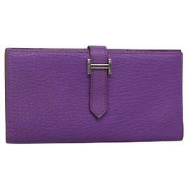 Hermès Hermes Bean Souffle Wallet Purple