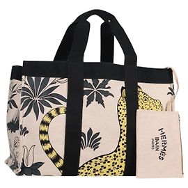 Bolso Boston Cabasado Plage con patrón animal de Hermès Beige