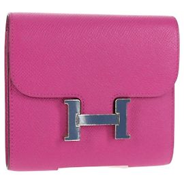 Hermès Hermes Constance Compact Wallet Pink
