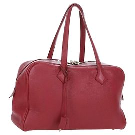 Hermès Hermes Victoria 35 Tosca Handbag Red