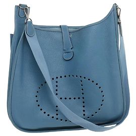 Borsa a spalla in pelle Hermès Evelyn Tgm Blu