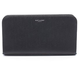 Portafoglio lungo in pelle nera Yves Saint Laurent Nero