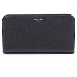 Portefeuille long en cuir noir Yves Saint Laurent Noir