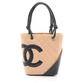 Bolsa tote pequena da linha Cambon da Chanel Preto Bege