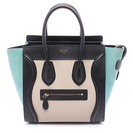 Céline Borsa Tote Micro Shopper Celine Luggage Nero Blu Crudo