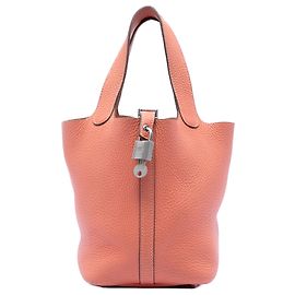 Hermès Orange Clemence Picotin Lock 18 Orange Pêche