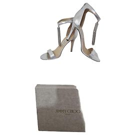 Sandali Jimmy Choo Argento con Dettagli in Cristallo Argento