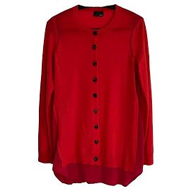 Fendi Cardigan aus roter Wolle mit Fuchsia Crepe Rot Fuschia