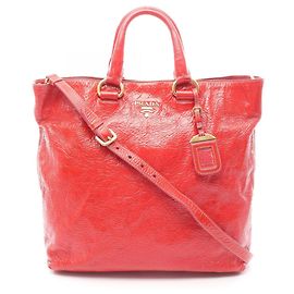 Rote Lackleder Tote Bag von Prada Rot
