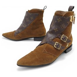 BOTINES JUMBLE DE SUEDE Y MONOGRAMA LOUIS VUITTON 38 Castaño
