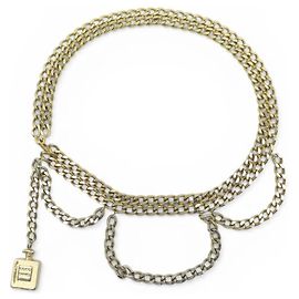 CINTURÓN VINTAGE CHANEL CADENA MEDALLA FRASCO DE PERFUME COCO COLLAR Dorado