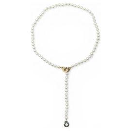 NEUF COLLIER DINH VAN 654501 EN PERLES D'EAU DOUCE 3 MENOTTES OR 18K PEARL Doré