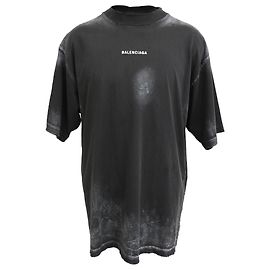 Balenciaga Faded Distressed Medium T-Shirt in Black Cotton Black