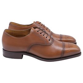 Scarpe a punta tonda Ralph Lauren Denver in pelle marrone Marrone Rosso