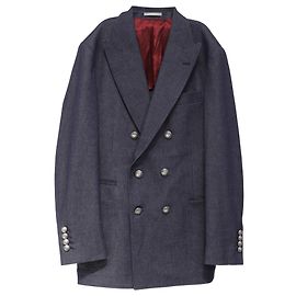 Blazer duplo em algodão azul marinho Brunello Cucinelli Azul Azul marinho