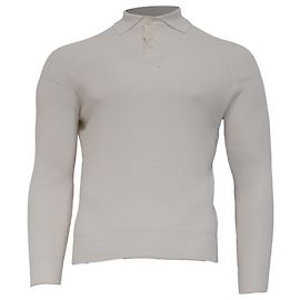 Ripp-Polo-Pullover Brunello Cucinelli aus weißer Baumwolle Weiß Roh