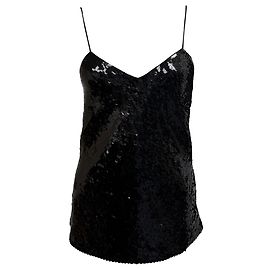 Iro Erna Sequined Camisole Top in Black Polyester Black