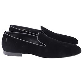 Pantofole Saint Laurent in velluto nero Nero