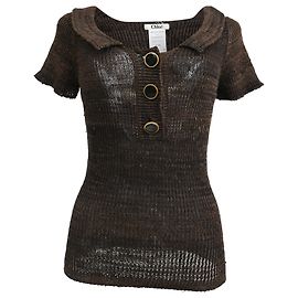 Polo in seta marrone a maniche corte lavorato a maglia Chloé Marrone Rosso