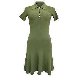 Robe Mini Tricotée à Col Sandro Esmila en Viscose Olive Vert Vert olive