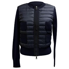 Cardigan imbottito con zip Moncler in poliamide blu navy Blu Blu navy