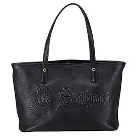 BVLGARI Sotirio Bulgari Leather Tote Bag Black