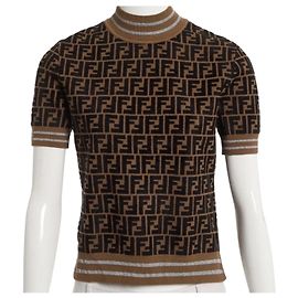 FENDI DAMEN MONOGRAM PULL FF "PRINTS-ON" NICKI MINAJ NEU 40IT Braun