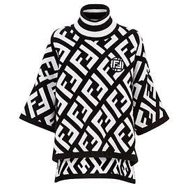 FENDI PONCHO PULL CAPE EINHEITSGRÖSSE NEU Schwarz