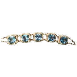 Autre Marque Bracciale Griffe Rouge Pietre Blu e Diamanti Placcato Oro Gold hardware