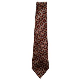 Autre Marque Richel Tie in silk with paisley pattern Red Blue Golden
